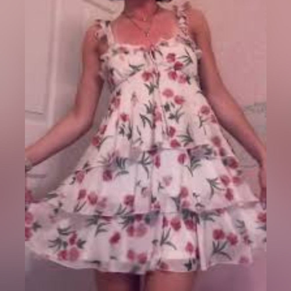 Wild Fable Chiffon Tiered Ruffle Sleeve Mini A-Line Floral Dress XS NWOT